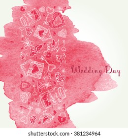 Watercolor Wedding card , hand drawn