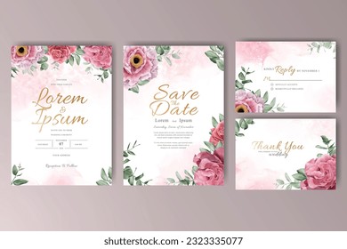 Watercolor wedding card invitation template
