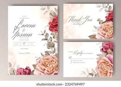 Watercolor wedding card invitation template