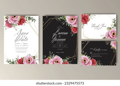 Watercolor wedding card invitation template