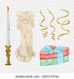 watercolor wedding collection set clip art element