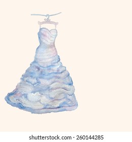 Watercolor wedding dress. Bridal vector.