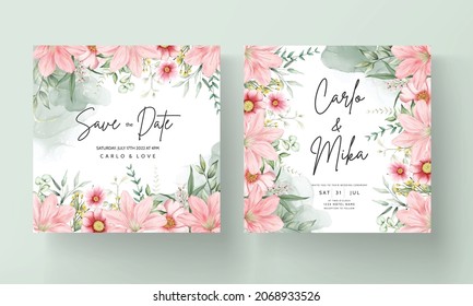 watercolor wedding invitation beautiful flower  template