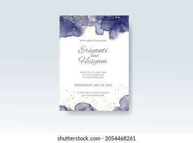 Watercolor wedding invitation card. Beautiful wedding card watercolor with splash.