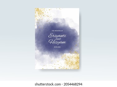 Watercolor wedding invitation card. Beautiful wedding card watercolor with splash.