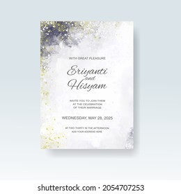 Watercolor wedding invitation card. Beautiful wedding card watercolor with splash.