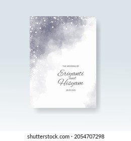 Watercolor wedding invitation card. Beautiful wedding card watercolor with splash.
