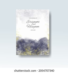 Watercolor wedding invitation card. Beautiful wedding card watercolor with splash.