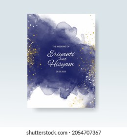 Watercolor wedding invitation card. Beautiful wedding card watercolor with splash.