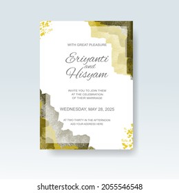 Watercolor wedding invitation card. Beautiful wedding card watercolor with splash.