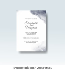 Watercolor wedding invitation card. Beautiful wedding card watercolor with splash.