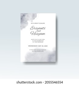 Watercolor wedding invitation card. Beautiful wedding card watercolor with splash.
