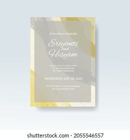 Watercolor wedding invitation card. Beautiful wedding card watercolor with splash.