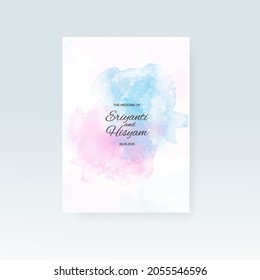 Watercolor wedding invitation card. Beautiful wedding card watercolor with splash.