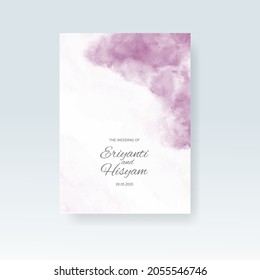 Watercolor wedding invitation card. Beautiful wedding card watercolor with splash.