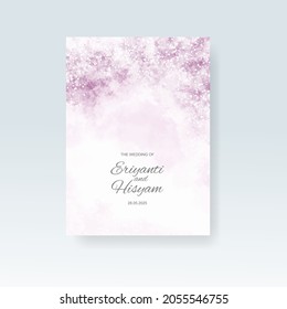 Watercolor wedding invitation card. Beautiful wedding card watercolor with splash.