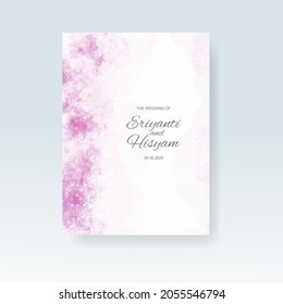 Watercolor wedding invitation card. Beautiful wedding card watercolor with splash.