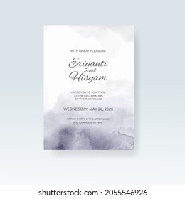 Watercolor wedding invitation card. Beautiful wedding card watercolor with splash.