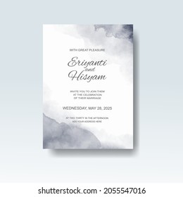 Watercolor wedding invitation card. Beautiful wedding card watercolor with splash.