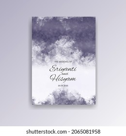 Watercolor wedding invitation card. Beautiful wedding card watercolor with splash.