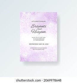 Watercolor wedding invitation card. Beautiful wedding card watercolor with splash.