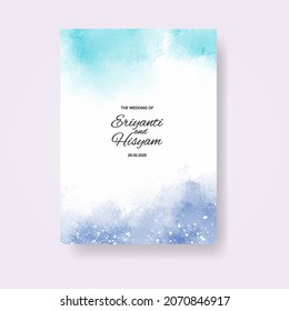 Watercolor wedding invitation card. Beautiful wedding card watercolor with splash.