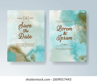 Watercolor wedding invitation card Digital art painting.