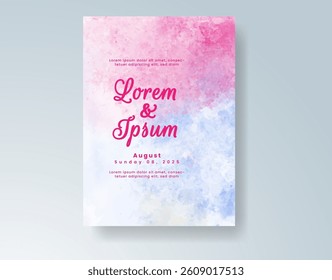 Watercolor wedding invitation card Digital art painting.