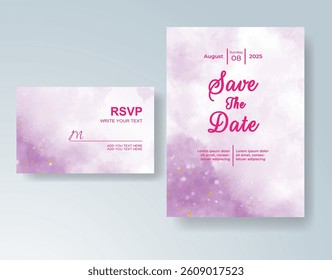 Watercolor wedding invitation card Digital art painting.