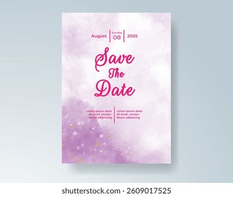 Watercolor wedding invitation card Digital art painting.