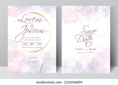 Watercolor wedding invitation card template