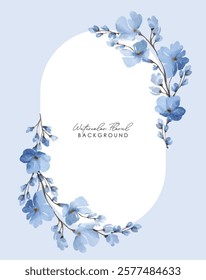 Watercolor Wedding Invitation Design Elements. Spring watercolor blue green floral bouquet. blue watercolor flower art. watercolor blue flower and white background.