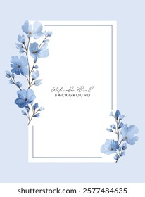 Watercolor Wedding Invitation Design Elements. Spring watercolor blue green floral bouquet. blue watercolor flower art. watercolor blue flower and white background.