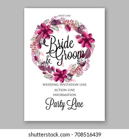 Watercolor wedding invitation floral wreath Vector