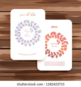 Watercolor wedding invitation template card.