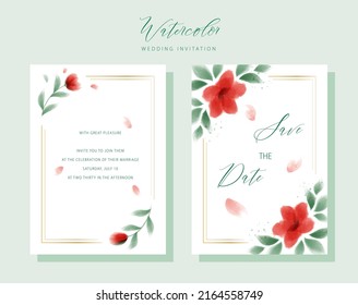 Watercolor wedding invitation template. Watercolor flowers. Watercolor design elements. Frame from flowers.