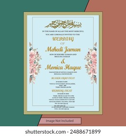 Watercolor wedding invitation template set with romantic purple violet floral and leaves decoration tamplate