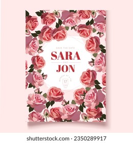 Watercolor wedding ivitation with roses