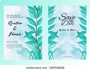 watercolor wedding stationery template for personal or business