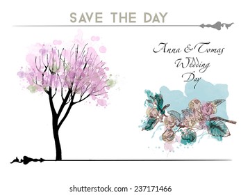 Watercolor Wedding vector background