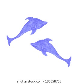 Watercolor whale. Vector illustration.
