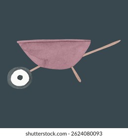 Watercolor Wheelbarrow A Garden Cart Illustration in isolated background