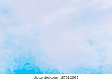 Watercolor White And Blue Pastel Background For Design. Cyan Watercolor Splash. Sky Blue Background. Backdrop With Aquarelle Effect.Paint Splash On White Paper. Ethereal Template Screen. Vector