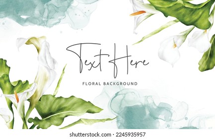 watercolor white calla lily flower floral background template