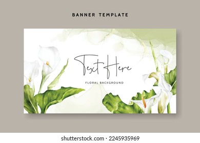 watercolor white calla lily flower floral background template