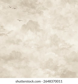 Watercolor white clouds in the sky element for sale banners, posters, labels, wallpaper, scrapbooking, birthday party decorations, invitations card, printing labels, greeting cards, background et