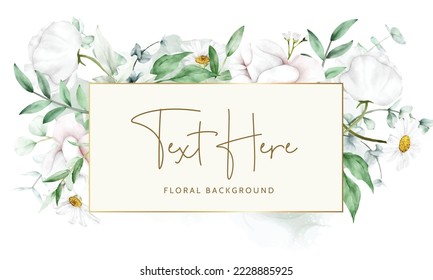 watercolor white floral background template