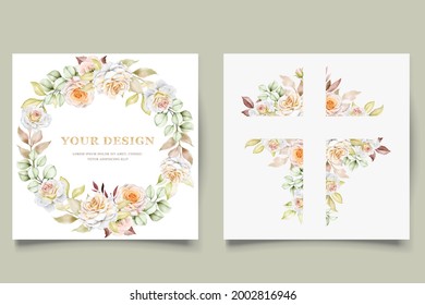 watercolor white roses wedding card set