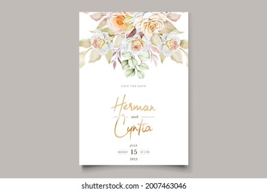 watercolor white roses wedding card set