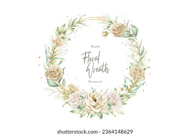 watercolor white roses wreath illustration